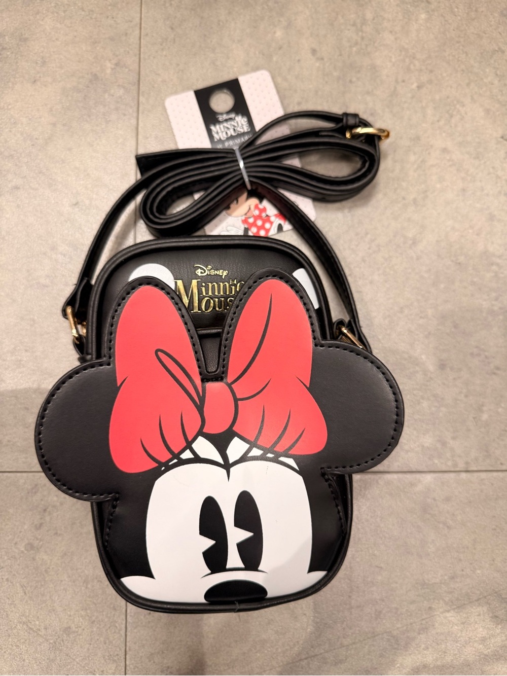 Disney Minnie Mouse Black Crossbody Bag with Red Bow